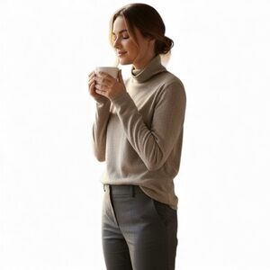 Aritzia Wilfred Free Taupe Mock Neck Long Sleeve Winter Wardrobe Shirt Top S